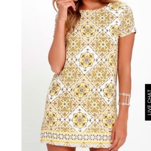 Lulus multi pattern yellow shirt dress